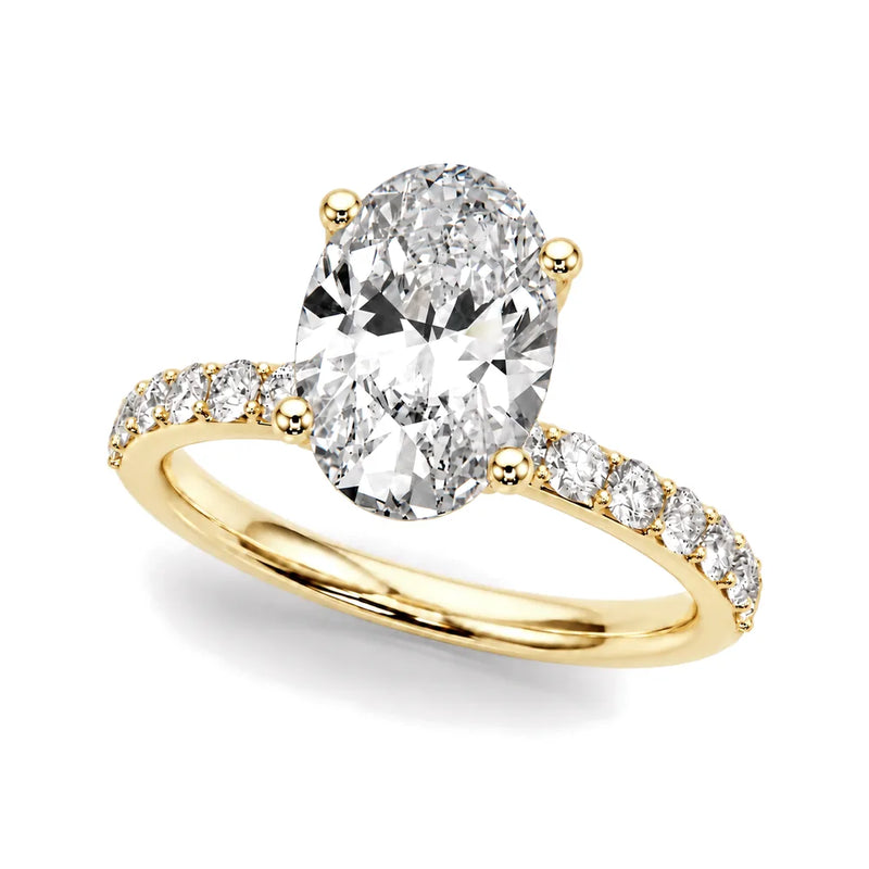 Antonia oval lab-grown diamond engagement ring, 2 ct center, yellow gold