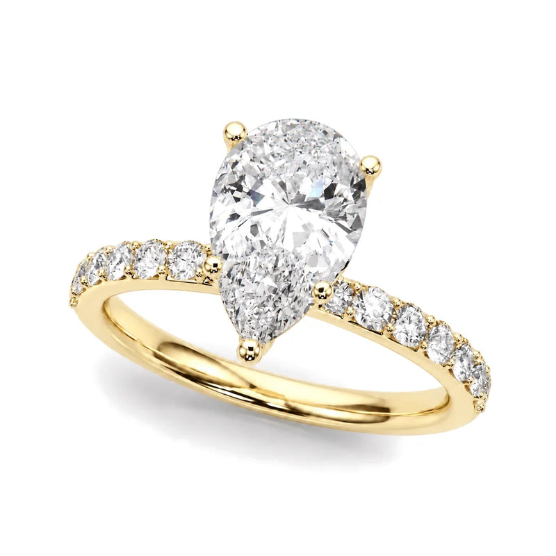 Antonia pear lab-grown diamond engagement ring, 2 ct center, yellow gold