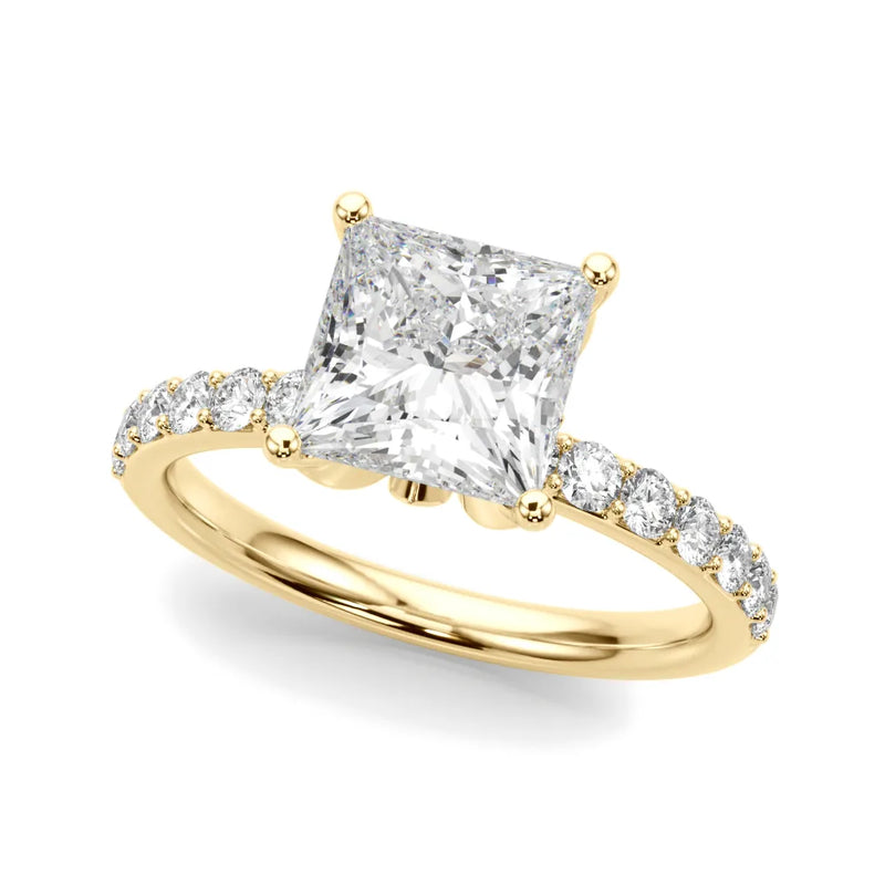 Antonia princess lab-grown diamond engagement ring, 2 ct center, yellow gold