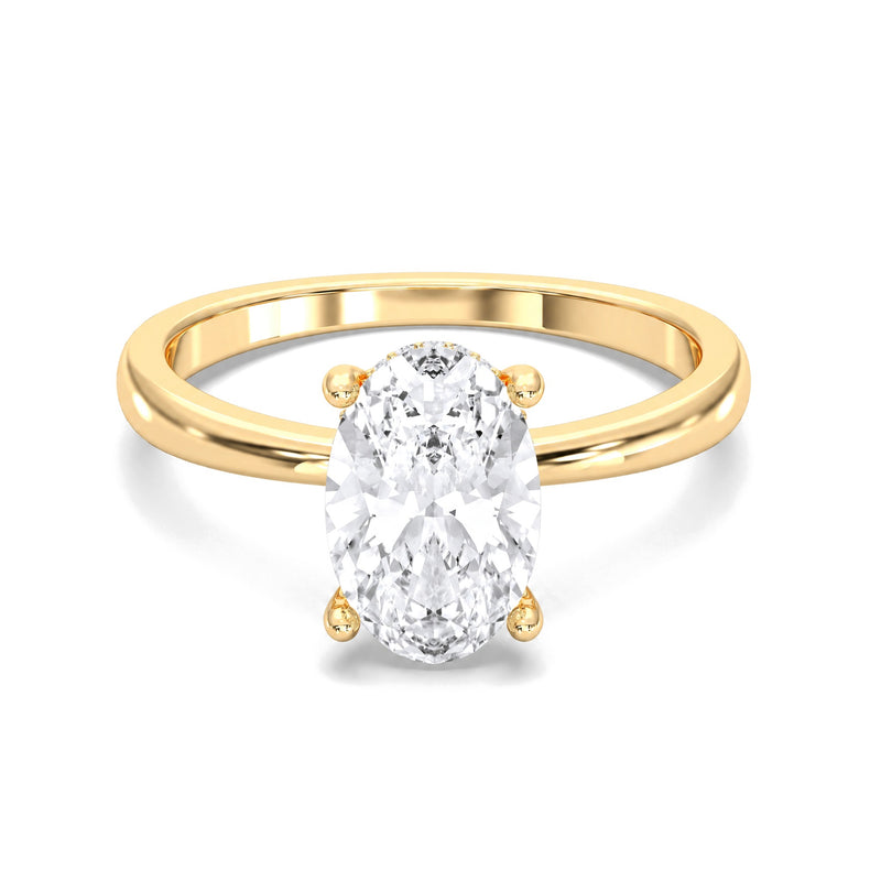 Aria oval lab-grown diamond engagement ring, 2 ct center stone, yellow gold