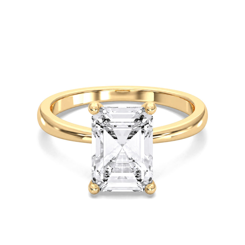 Aria radiant lab-grown diamond engagement ring, 2 ct center stone, yellow gold