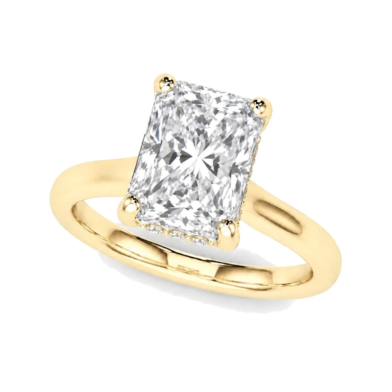 Ariadne radiant lab-grown diamond engagement ring, 2 ct center, yellow gold