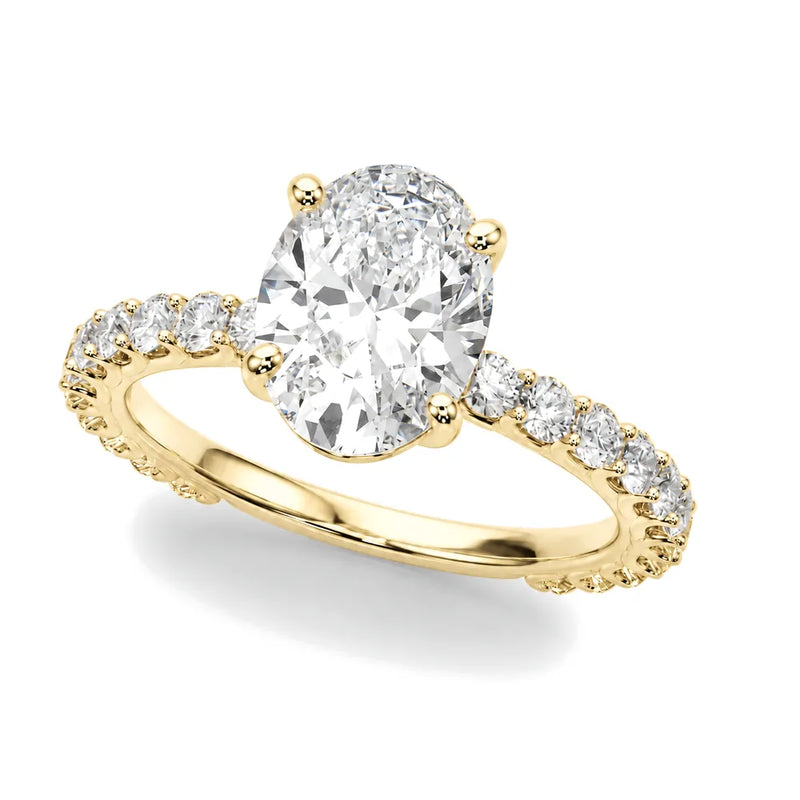 Astrid oval lab-grown diamond engagement ring, 2 ct center, yellow gold