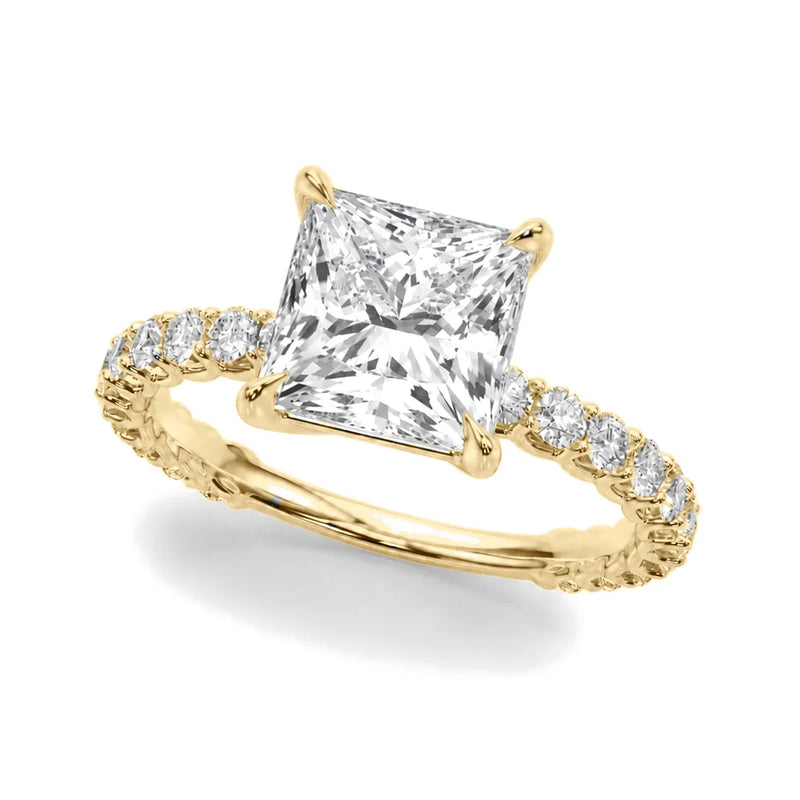 Astrid princess lab-grown diamond engagement ring, 2 ct center, yellow gold