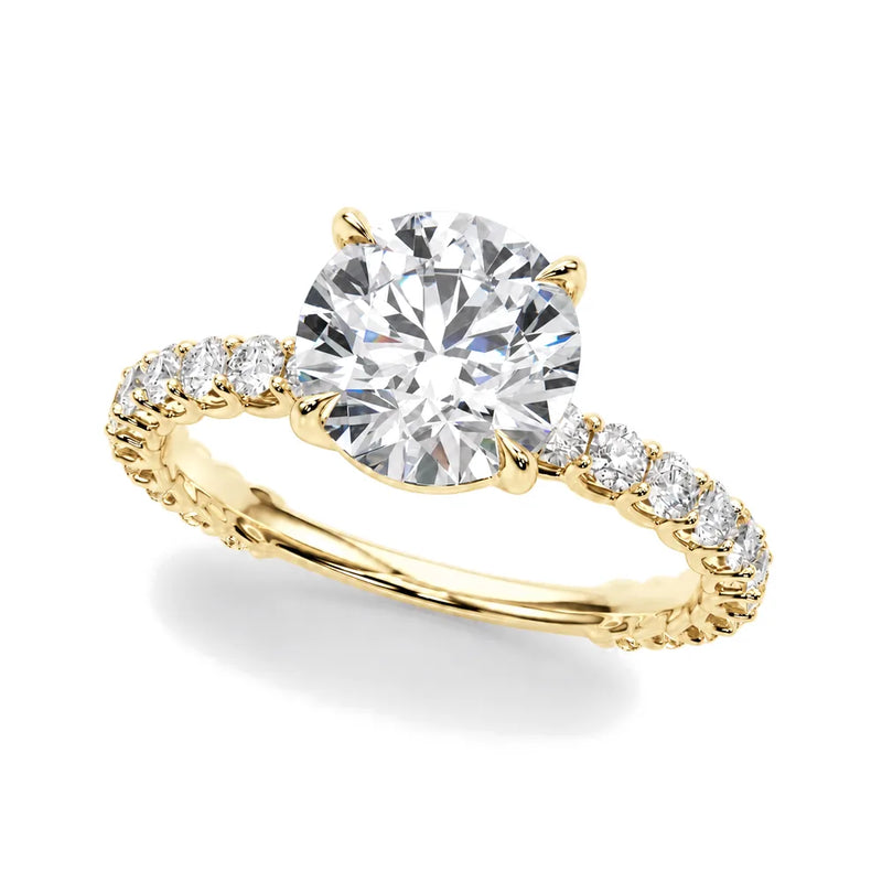 Astrid round lab-grown diamond engagement ring, 2 ct center, yellow gold