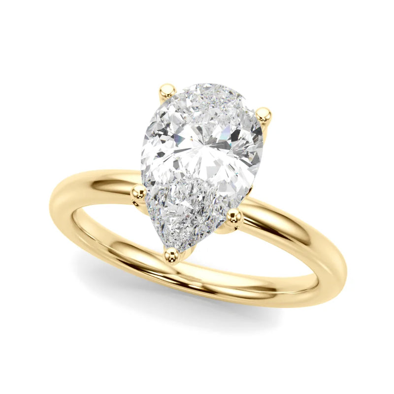 Brielle pear lab-grown diamond engagement ring, 2 ct center, yellow gold