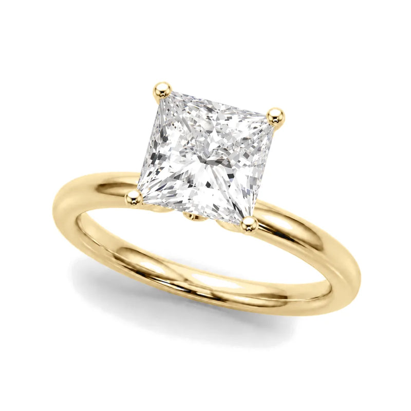 Brielle princess lab-grown diamond engagement ring, 2 ct center, yellow gold