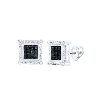 Pendientes cuadrados de diamantes negros en oro blanco de 10 quilates (1/4 quilates)