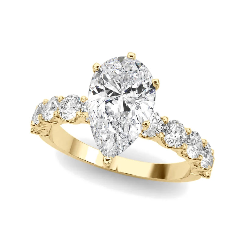 Camille pear lab-grown diamond engagement ring, 2 ct center, yellow gold