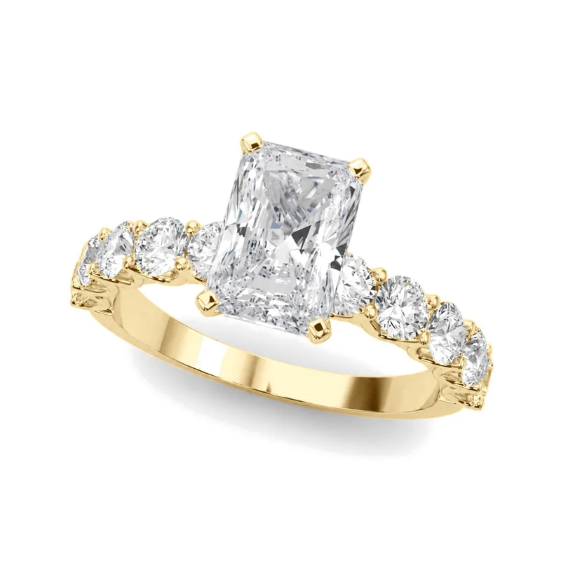 Camille radiant lab-grown diamond engagement ring, 2 ct center, yellow gold