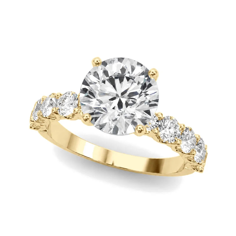 Camille round lab-grown diamond engagement ring, 2 ct center, yellow gold
