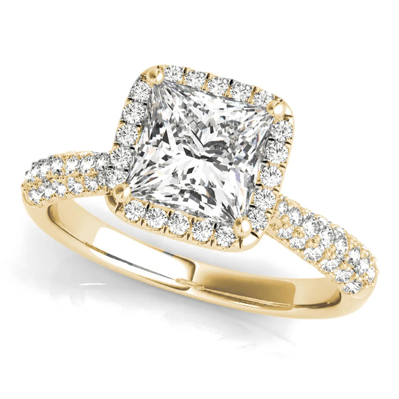 Cassia princess lab-grown diamond engagement ring, 2 ct center, yellow gold