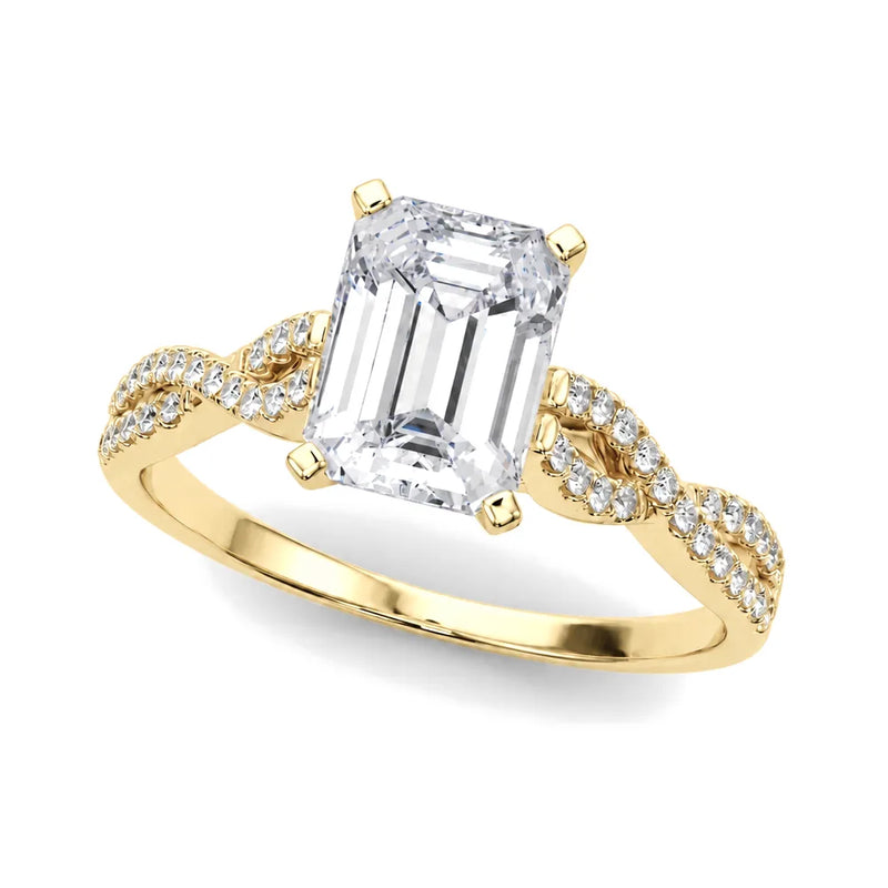 Celia emerald lab-grown diamond engagement ring, 2 ct center, yellow gold