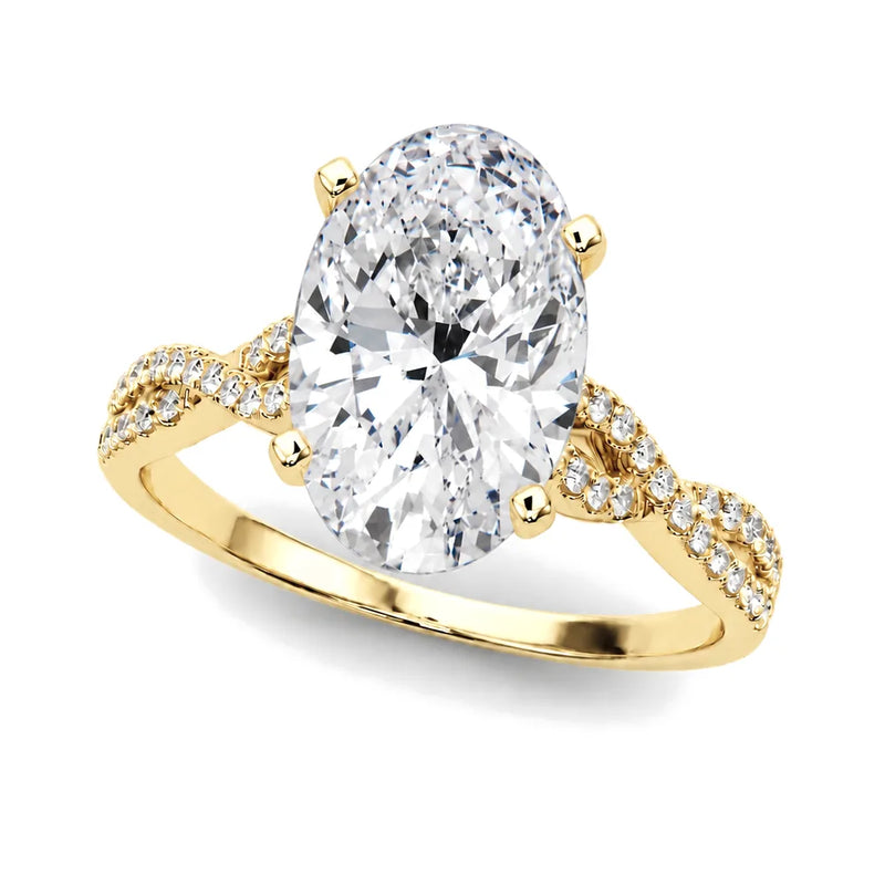 Celia oval lab-grown diamond engagement ring, 2 ct center, yellow gold