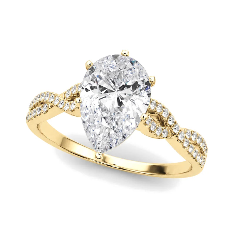 Celia pear lab-grown diamond engagement ring, 2 ct center, yellow gold