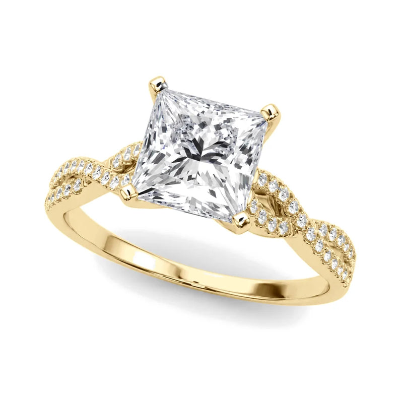 Celia princess lab-grown diamond engagement ring, 2 ct center, yellow gold