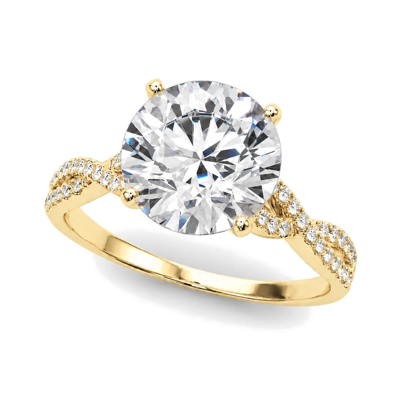 Celia round lab-grown diamond engagement ring, 2 ct center, yellow gold