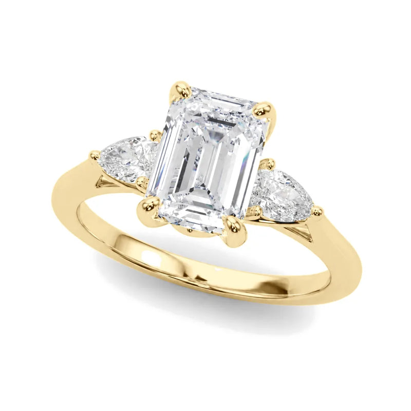 Clara emerald lab-grown diamond engagement ring, 2 ct center, yellow gold