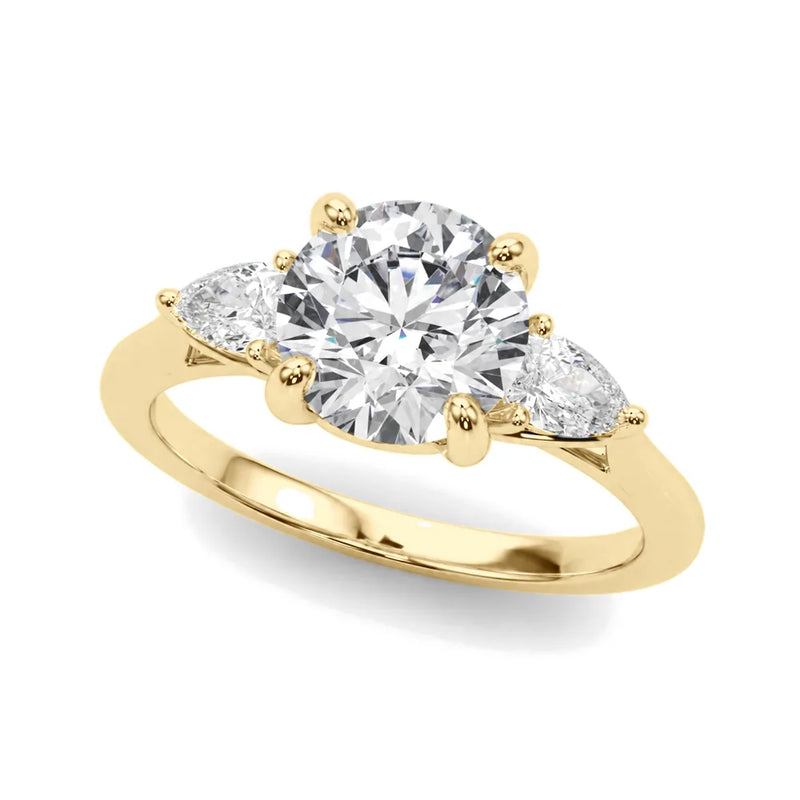 Clara round lab-grown diamond engagement ring, 2 ct center, yellow gold