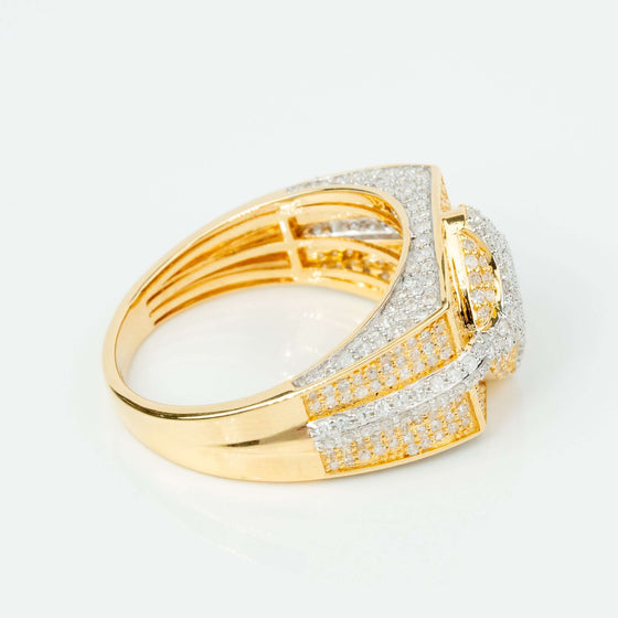 1.57 CTW Natural Diamond Cluster Ring - 14k Yellow Gold1.57 CTW natural diamond cluster ring in 14k yellow gold. Luxurious and bold, polished finish. Perfect for fans of mens diamond rings and solid gold rings.