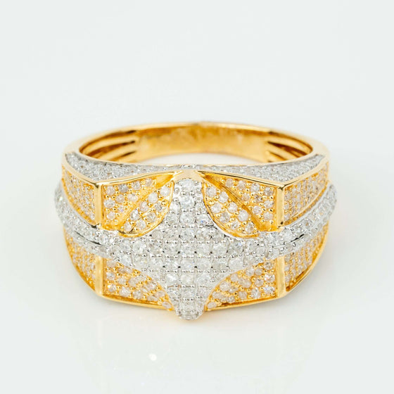 1.57 CTW Natural Diamond Cluster Ring - 14k Yellow Gold1.57 CTW natural diamond cluster ring in 14k yellow gold. Luxurious and bold, polished finish. Perfect for fans of mens diamond rings and solid gold rings.