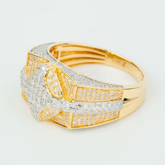 1.57 CTW Natural Diamond Cluster Ring - 14k Yellow Gold1.57 CTW natural diamond cluster ring in 14k yellow gold. Luxurious and bold, polished finish. Perfect for fans of mens diamond rings and solid gold rings.