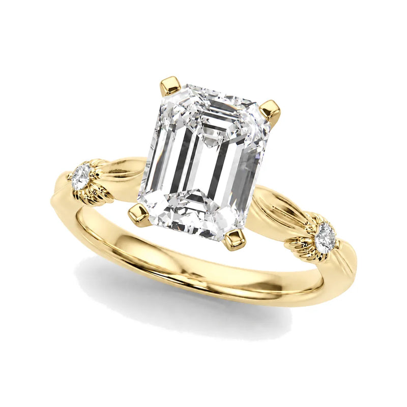 Corinne emerald lab-grown diamond engagement ring, 2 ct center, yellow gold