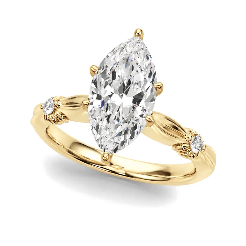 Corinne marquise lab-grown diamond engagement ring, 2 ct center, yellow gold