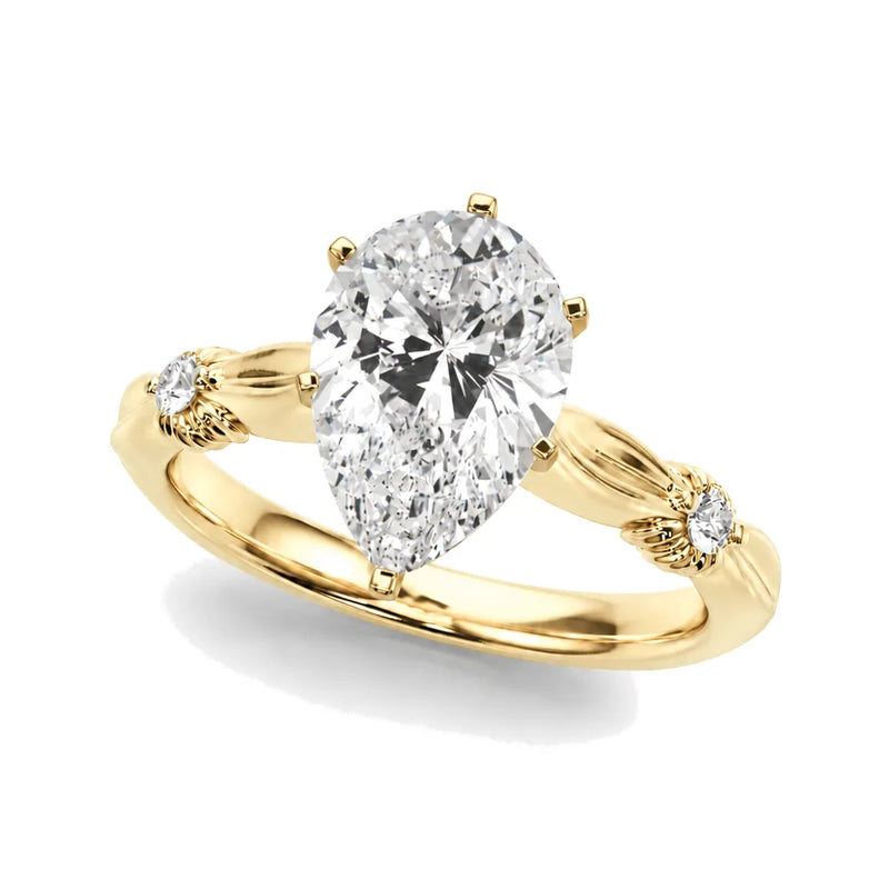 Corinne pear lab-grown diamond engagement ring, 2 ct center, yellow gold