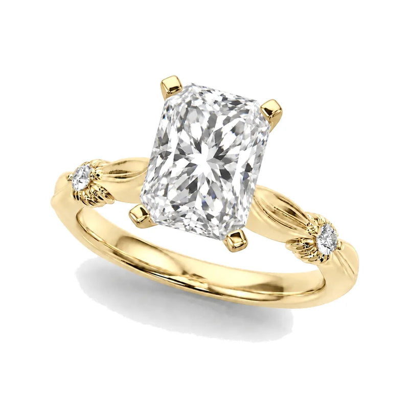 Corinne radiant lab-grown diamond engagement ring, 2 ct center, yellow gold