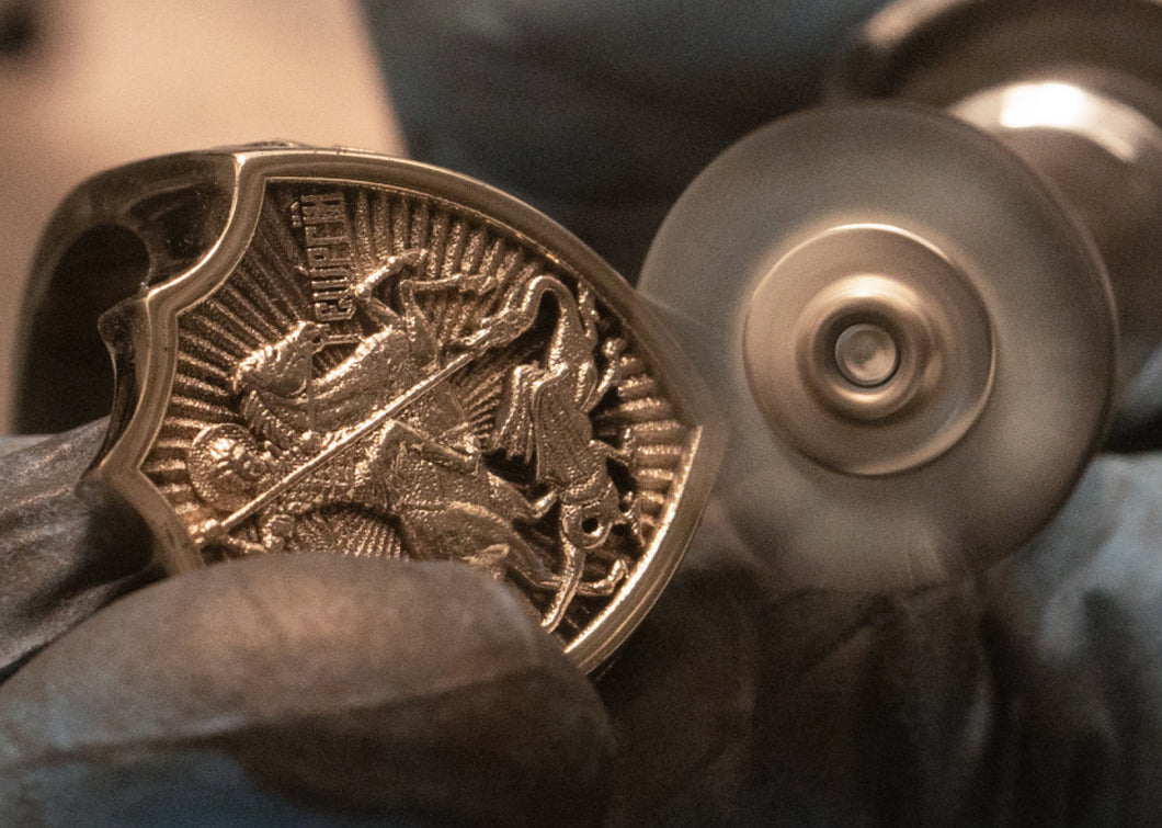  polishing a custom gold ring