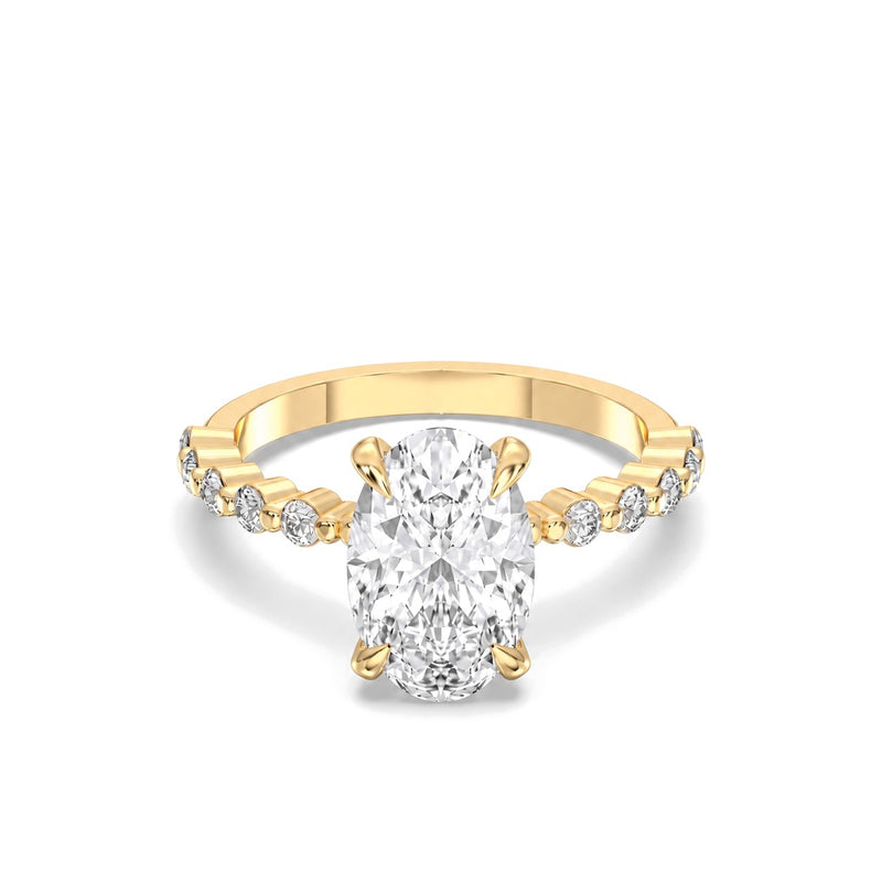 Daphne oval lab-grown diamond engagement ring, 2 ct center stone, yellow gold