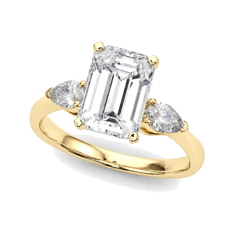 Elara emerald lab-grown diamond engagement ring, 2 ct center, yellow gold