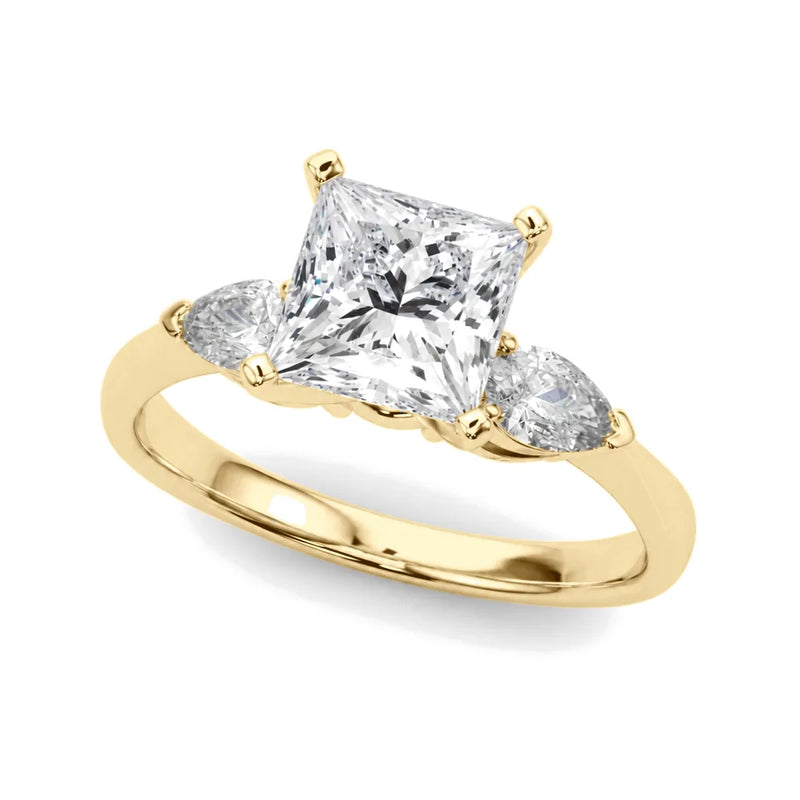 Elara princess lab-grown diamond engagement ring, 2 ct center, yellow gold