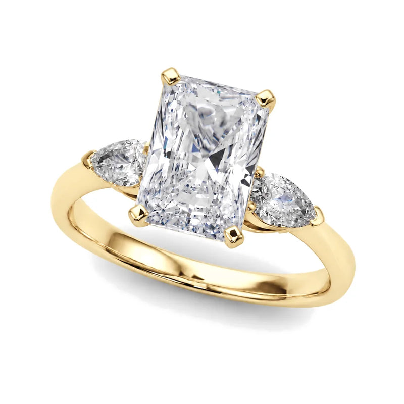 Elara radiant lab-grown diamond engagement ring, 2 ct center, yellow gold