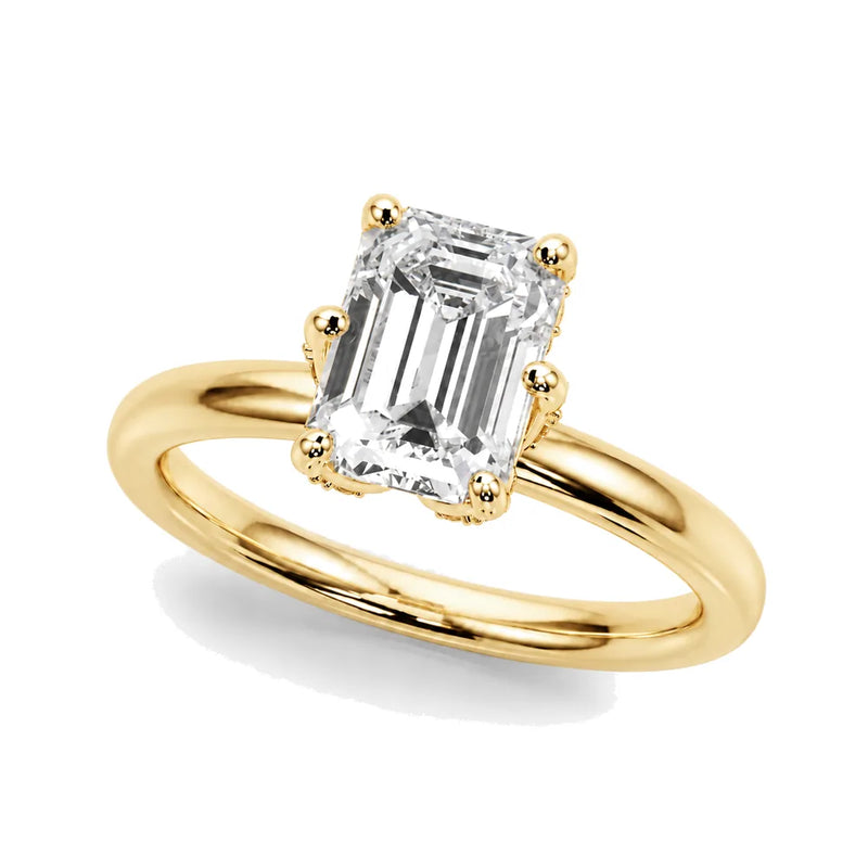 Eliana emerald lab-grown diamond engagement ring, 2 ct center, yellow gold