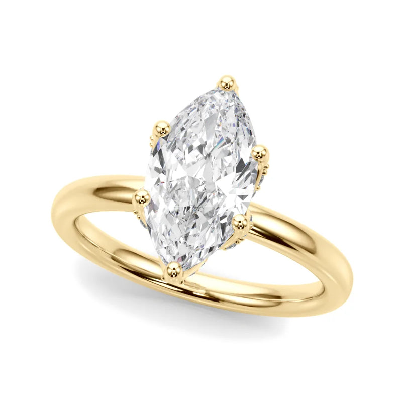 Eliana marquise lab-grown diamond engagement ring, 2 ct center, yellow gold