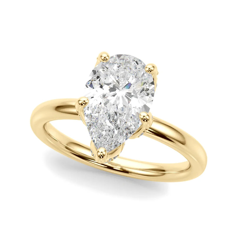 Eliana pear lab-grown diamond engagement ring, 2 ct center, yellow gold