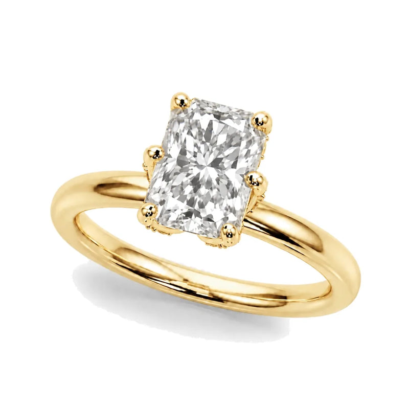 Eliana radiant lab-grown diamond engagement ring, 2 ct center, yellow gold