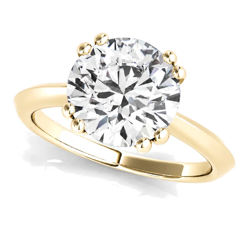 Eloise round lab-grown diamond engagement ring, 2 ct center, yellow gold