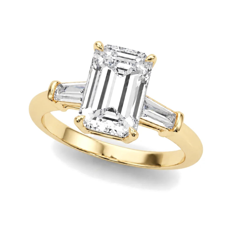Grace emerald lab-grown diamond engagement ring, 2 ct center, yellow gold