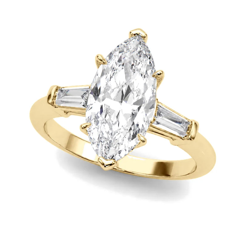 Grace marquise lab-grown diamond engagement ring, 2 ct center, yellow gold