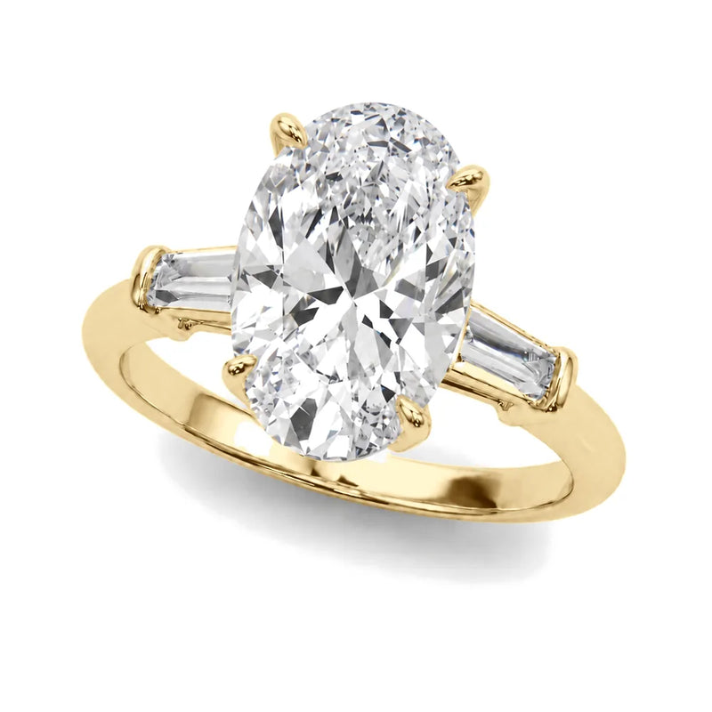 Grace oval lab-grown diamond engagement ring, 2 ct center, yellow gold
