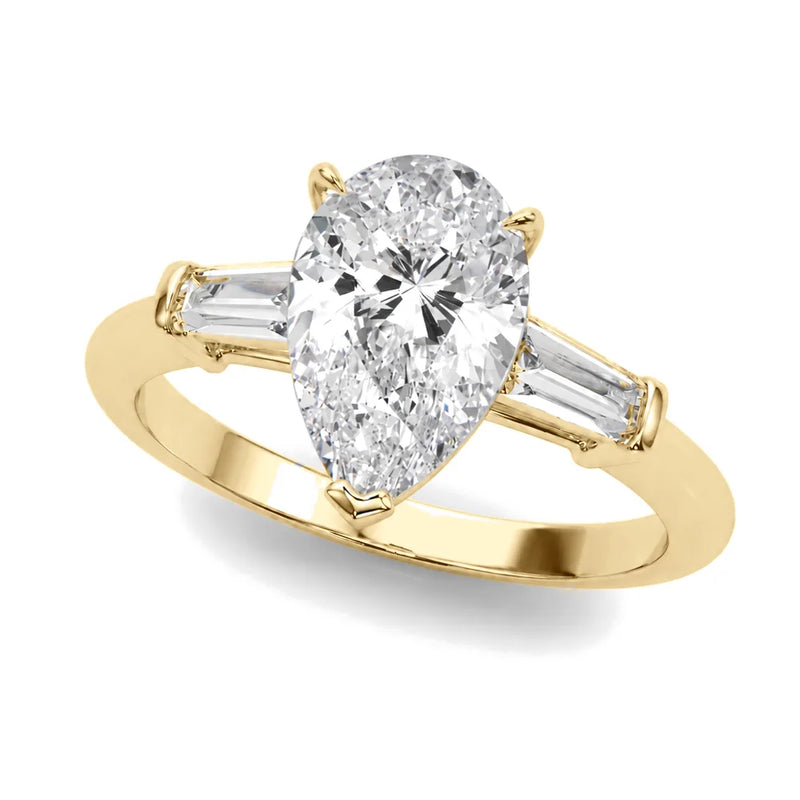 Grace pear lab-grown diamond engagement ring, 2 ct center, yellow gold