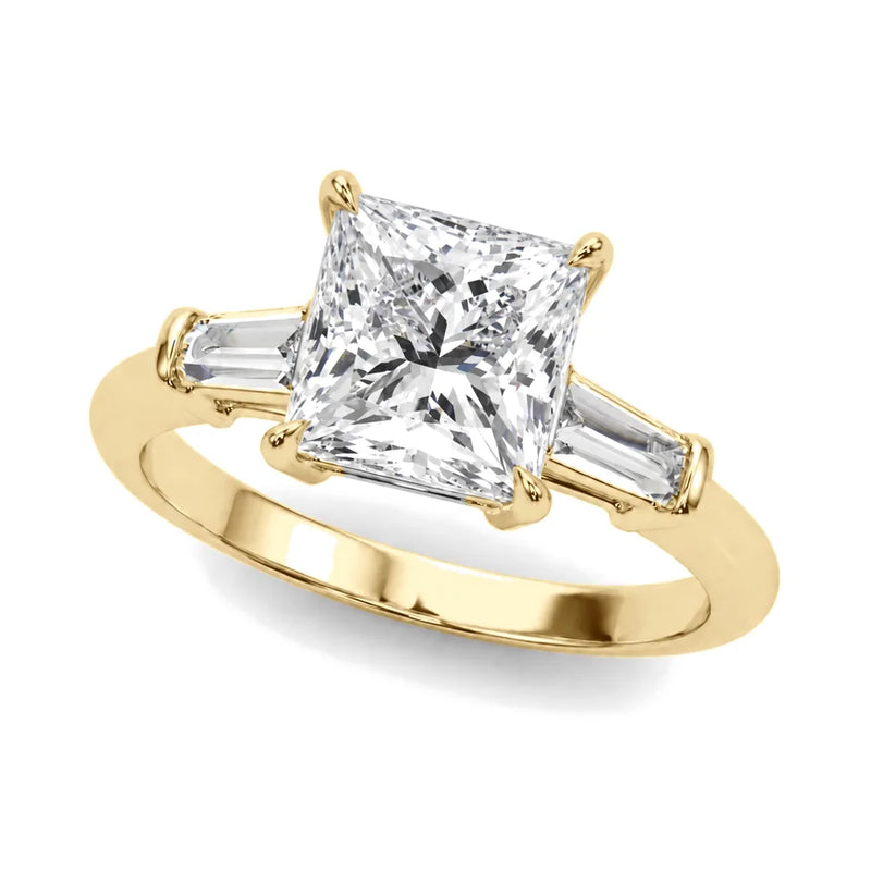 Grace princess lab-grown diamond engagement ring, 2 ct center, yellow gold