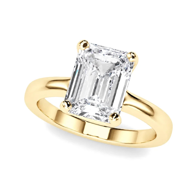 Helena emerald lab-grown diamond engagement ring, 2 ct center, yellow gold