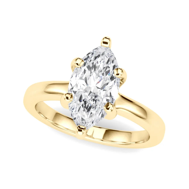 Helena marquise lab-grown diamond engagement ring, 2 ct center, yellow gold