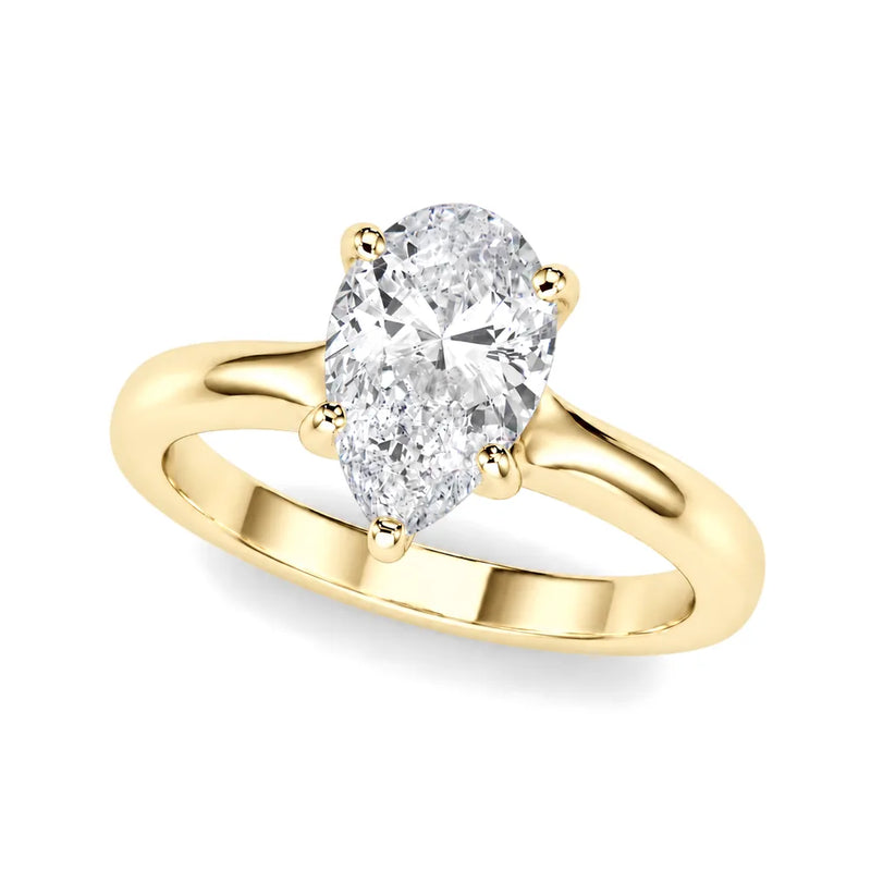 Helena pear lab-grown diamond engagement ring, 2 ct center, yellow gold