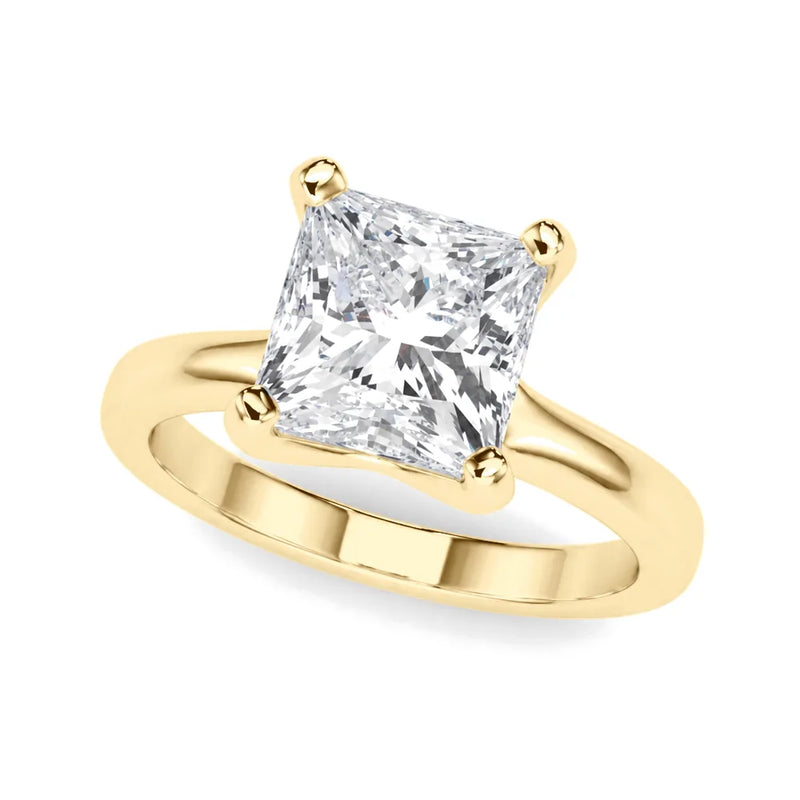 Helena princess lab-grown diamond engagement ring, 2 ct center, yellow gold