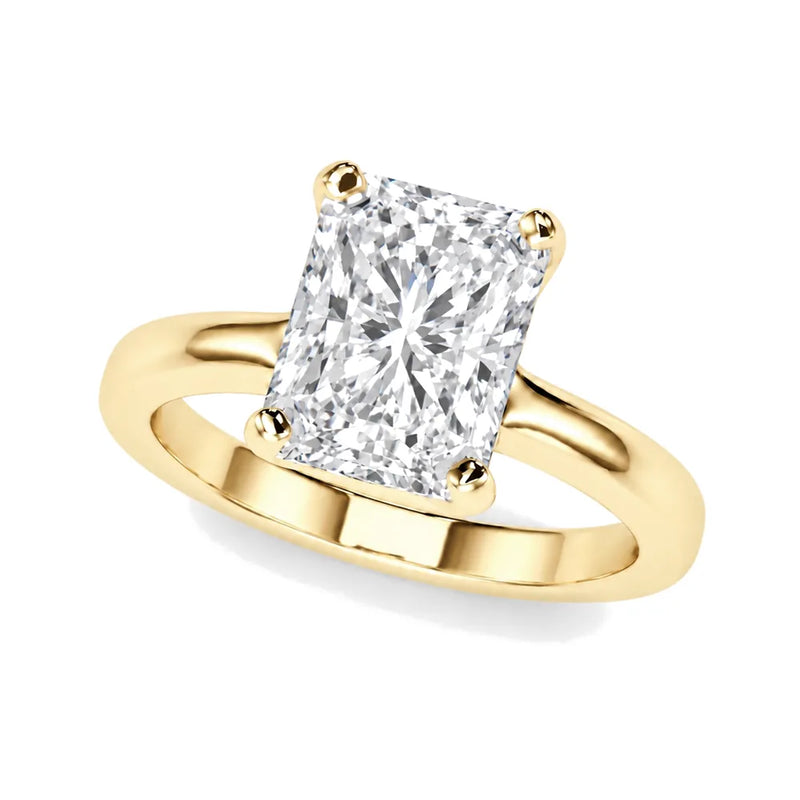 Helena radiant lab-grown diamond engagement ring, 2 ct center, yellow gold
